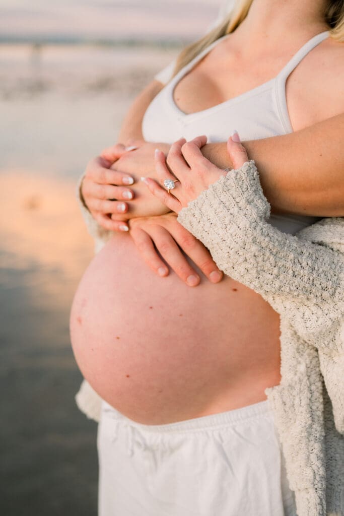 A Los Angeles maternity session that features a couple embracing each other.