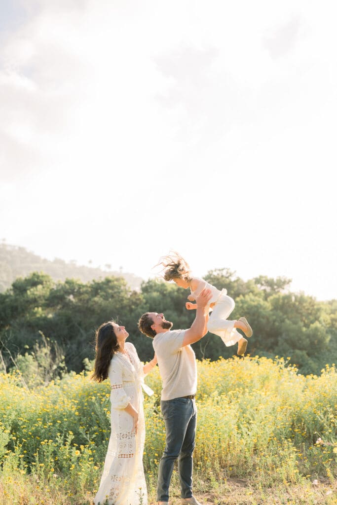 One of the best South Bay family photo locations in the Spring is St. Francis Church among the wildflowers.